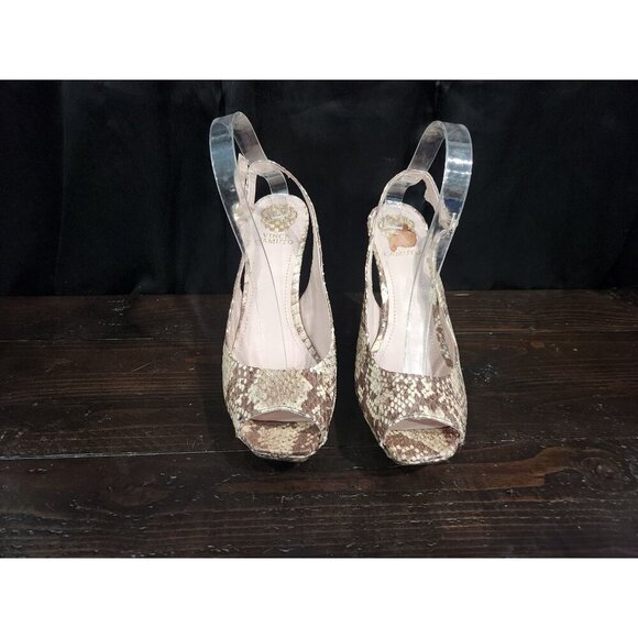 Vince Camuto Halca Snakeprint Stilleto Peep-toe Pumps/Sz. 10M - Picture 5 of 9